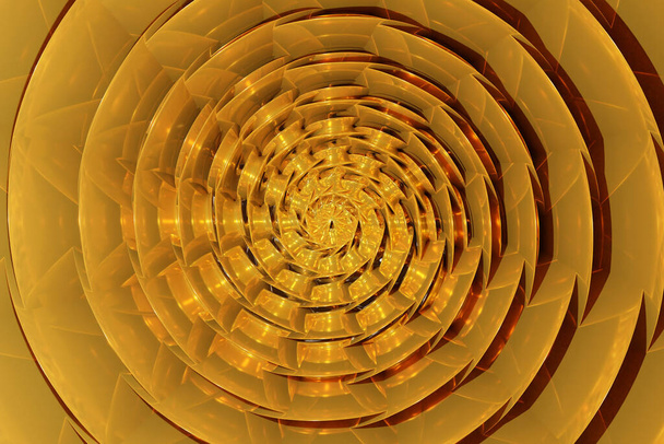 3d ilustración de filas de espiral metálica de oro. Conjunto de alambre sobre fondo monocromo, patrón. Fondo de geometría, Patrón de tejido - Foto, imagen