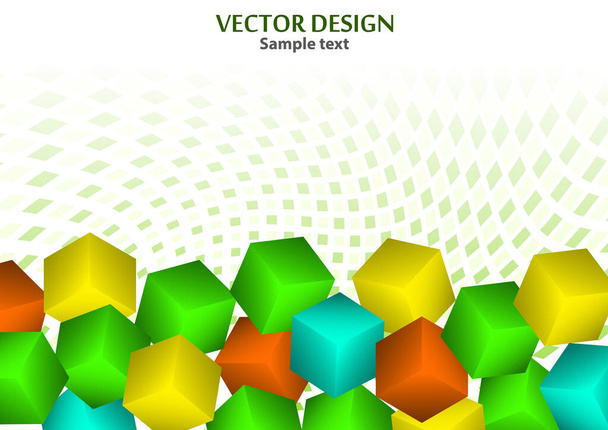 Bright abstract background with randomly arranged multi-colored cubes. Vector illustration for flyer, poster, banner, business card design. - Vetor, Imagem