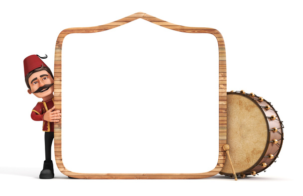 3d барабанщик з дерев'яною рамою та барабаном
 - Фото, зображення