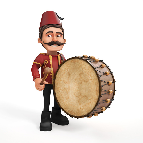3D tradicional baterista e tambor Ramadan
 - Foto, Imagem