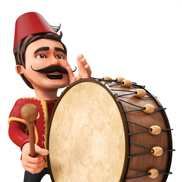 3D традиционный Рамадан барабанщик и барабан
 - Фото, изображение