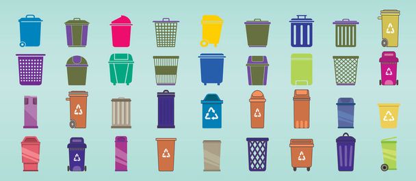 set of trash. cartoon icon design template with various models. modern vector illustration isolated on blue background - Vector, Image