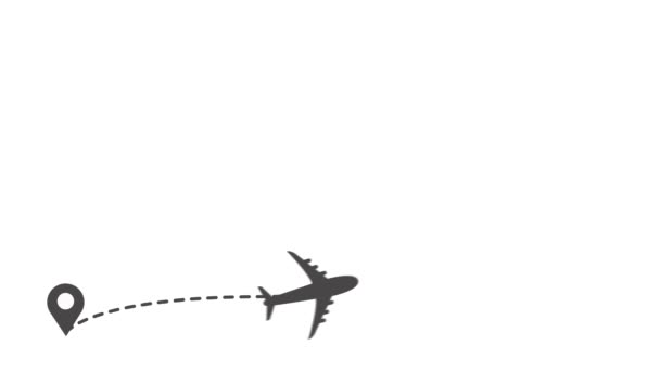Animace jednoho čárového výkresu osobního letadla a štítku se znakem srdce - Záběry, video