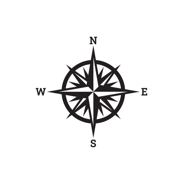 Vector illustration of the compass rose showing the four cardinal directions - Vektör, Görsel