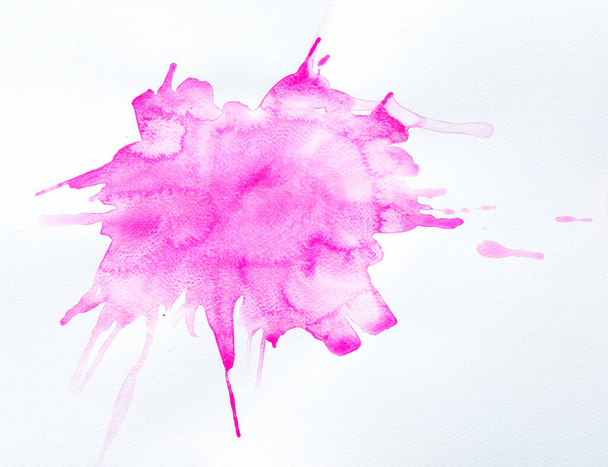 Abstract vivid pink watercolor background, design element with perfect paper texture. Blot, painted spot - Foto, imagen