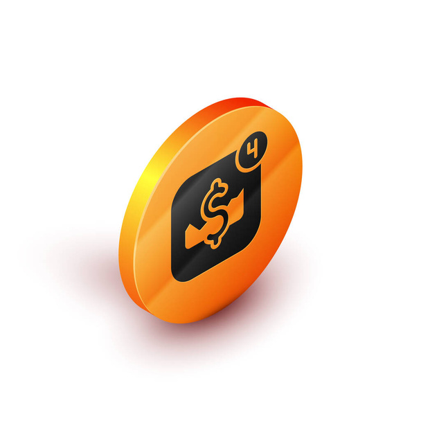 Isometric Mobile stock trading concept icon isolated on white background. Online trading, stock market analysis, business and investment. Orange circle button. Vector. - Vecteur, image