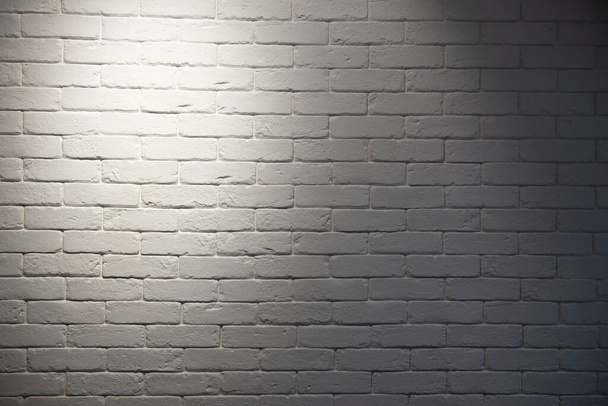 Modern white brick wall texture with light and shadow for background - Foto, Imagen