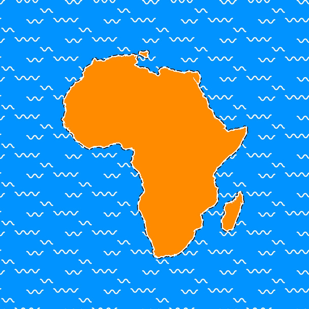 Silhueta simples do mapa de África em um fundo azul de sherpa. Vetor - Vetor, Imagem