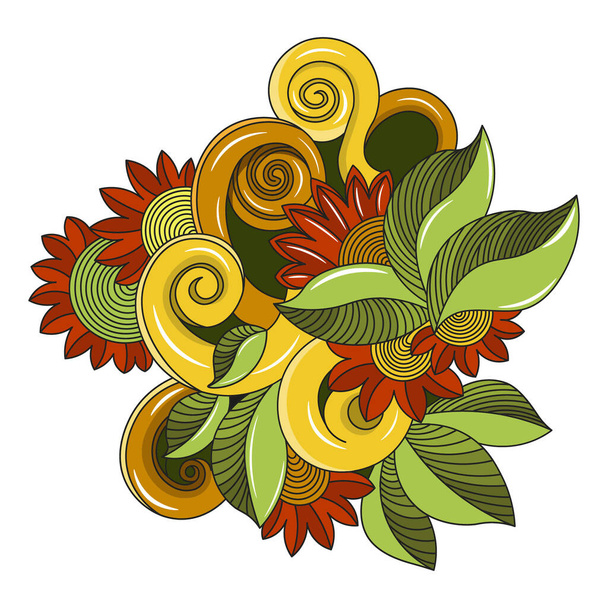 doodle flowers vector illustration - Vector, Image