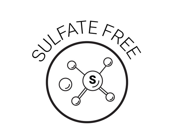 Icono de sulfato gratis. modelo químico sls. signo de vector. insignia dorsal y blanca - Vector, Imagen