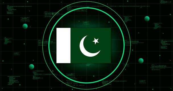 Bandiera pakistana su sfondo tecnologico. rendering 3d - Foto, immagini