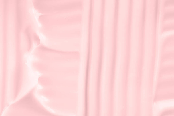 Pinkfarbene Hautpflege Beauty Creme Produkt Wischen Nahaufnahme. Körperlotion Textur, Gesichtsmousse Abstrich, Shampoo-Schaum, feuchtigkeitsspendende Reinigungsmittel Swatch. Handcreme Hintergrund, - Foto, Bild