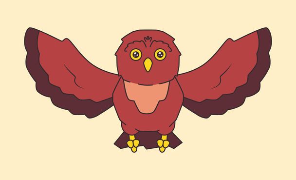Cartoon cute flying owl bird vector illustration - Vetor, Imagem