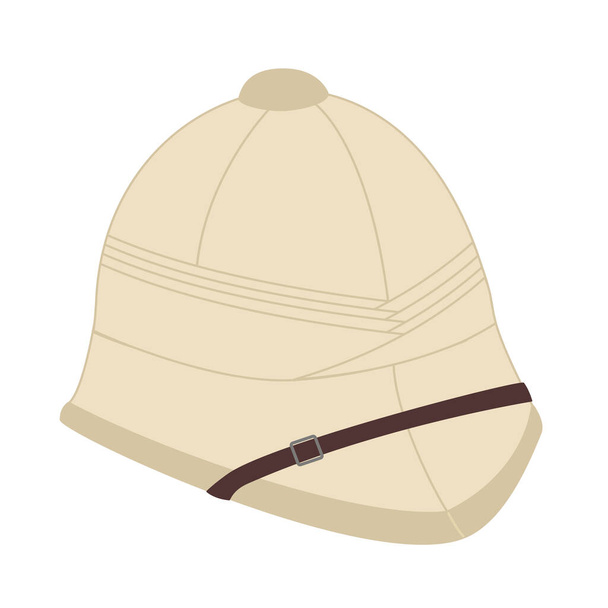 Tropikalny kapelusz, brytyjski hełm wojskowy dla turystów, myśliwych i odkrywców. Wektor płaska ilustracja - Wektor, obraz