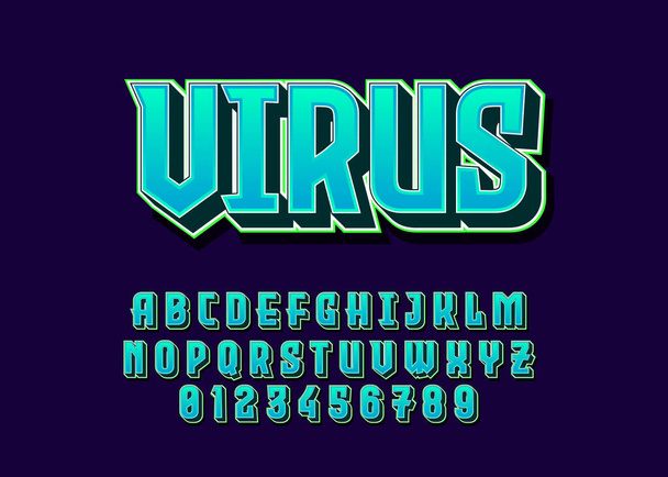 Virus, modern font style. Custom alphabet template for poster, social media, banner. Trendy text effect - Vector, Image