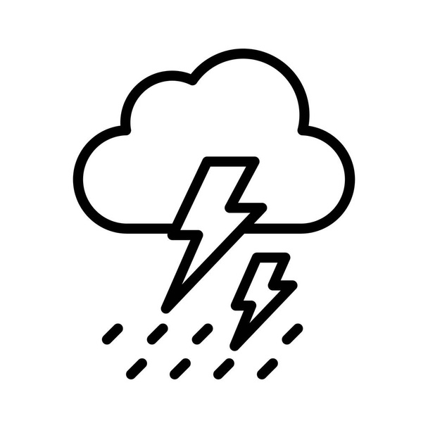 Nubes, truenos, lluvia, clima icono vectorial totalmente editable - Vector, Imagen