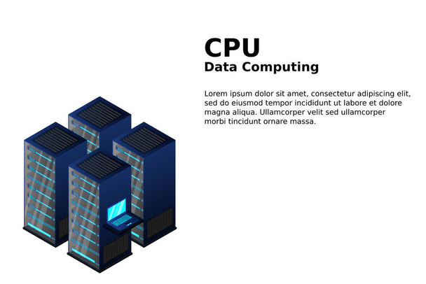 Серверна кімната ізометрична, дані хмарного зберігання, дата-центр, велика обробка даних та обчислювальна техніка. Векторні ілюстрації
 - Вектор, зображення