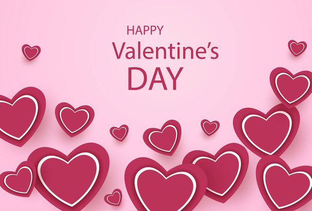 Illustration of love background for happy valentines day card with hearts - Διάνυσμα, εικόνα