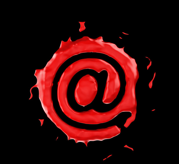 Red blob at symbol over black background - Foto, Imagen