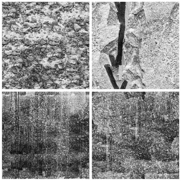 黒と白の4つのグランジ石の壁の背景のセット - 写真・画像