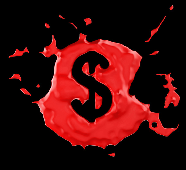 Red blob US dollar symbol over black - Фото, зображення