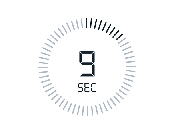 9 Sekundenzeiger Uhren, Timer 9 Sek. Symbol - Vektor, Bild