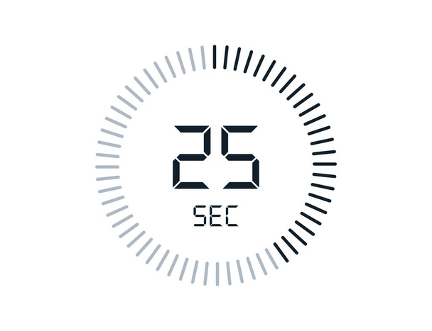25 Sekundenzeiger Uhren, Zeitschaltuhr 25 sec Symbol - Vektor, Bild