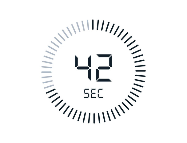 42 δευτερόλεπτα χρονόμετρα ρολόγια, χρονόμετρο 42 sec εικονίδιο - Διάνυσμα, εικόνα