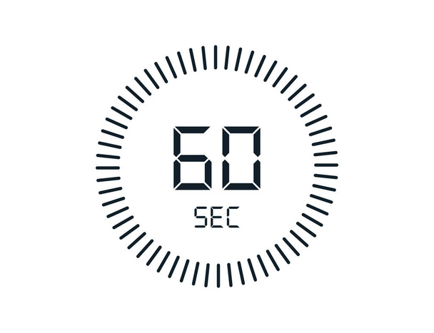 60 δευτερόλεπτα χρονόμετρα ρολόγια, χρονόμετρο 60 sec εικονίδιο - Διάνυσμα, εικόνα