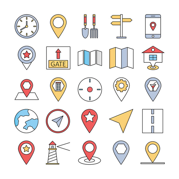 Mapa a navigace Vektorové ikony lze snadno upravit nebo upravit - Vektor, obrázek
