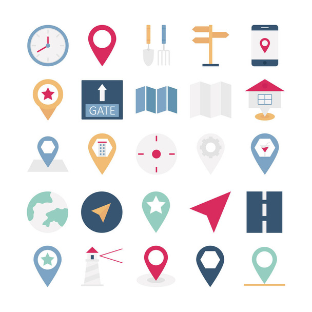Mapa a navigace Vektorové ikony lze snadno upravit nebo upravit - Vektor, obrázek