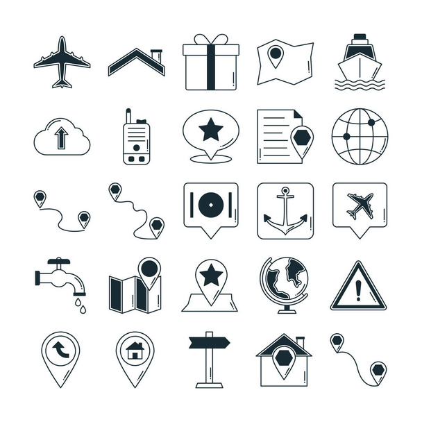 Térkép és navigáció A Vector ikonok könnyen módosíthatók vagy szerkeszthetők - Vektor, kép