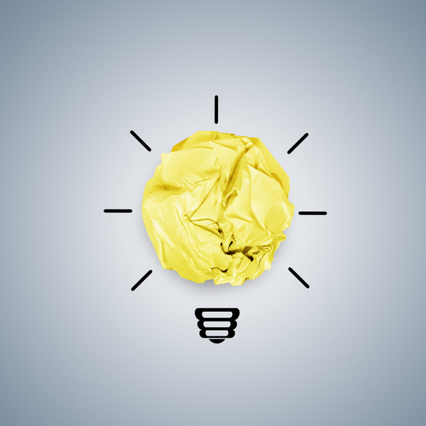 light bulb crumpled paper as creative concept - Photo, image