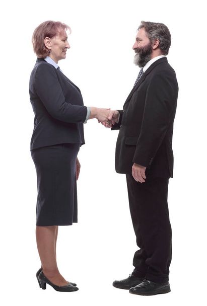 businessman and businesswoman shaking hands with each other. - Fotografie, Obrázek