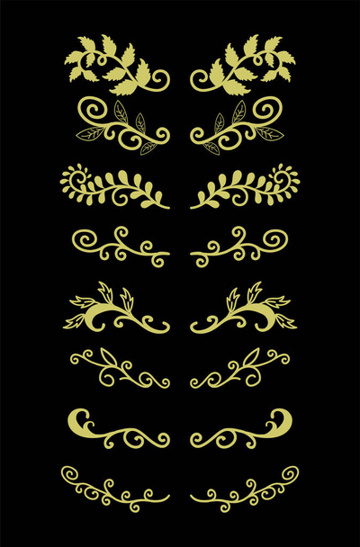 golden floral ornament with gold elements - Vector, Image