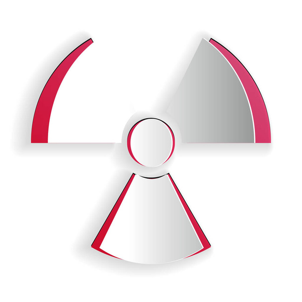 Papírvágás Radioaktív ikon elszigetelt fehér alapon. Radioaktív mérgező szimbólum. Sugárzási veszély jel. Papírművészeti stílus. Vektor. - Vektor, kép
