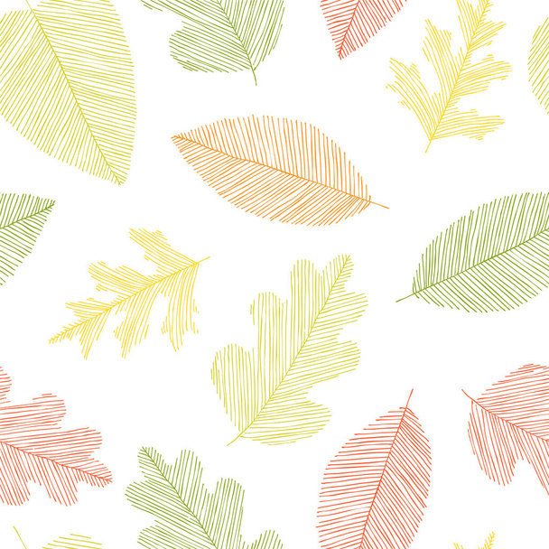 Beautiful seamless doodle pattern with vintage leaves sketch. design background greeting cards and invitations to wedding, birthday, mother s day and other seasonal autumn, spring, summer holidays. - Vector, Image