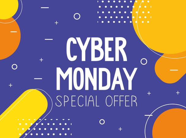 cyber monday lettering in abstract background - Vektor, kép