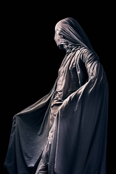 Scary ghost isolated on black background with clipping path - 写真・画像