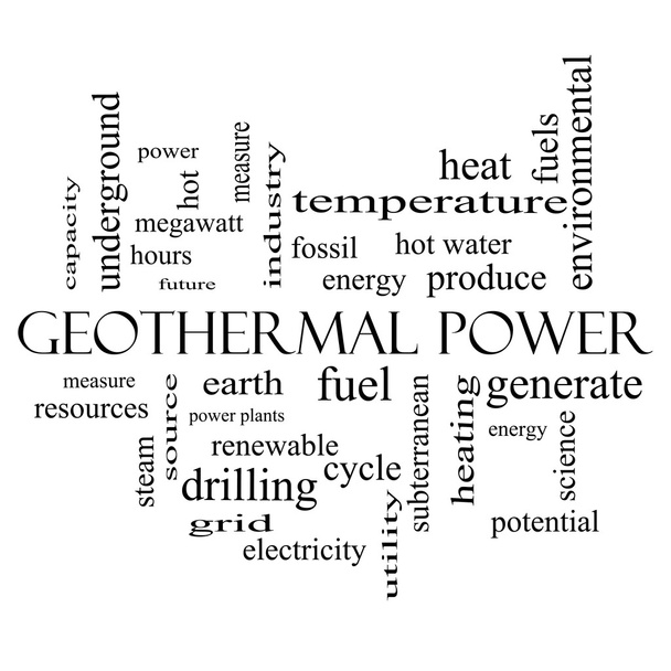 Geotermikus energetikában használatos szó felhő fogalmát a fekete-fehér - Fotó, kép