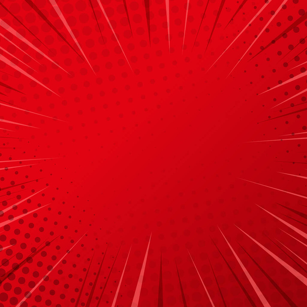 Zoom bande dessinée rouge avec lignes et points - Illustration vectorielle - Vecteur, image