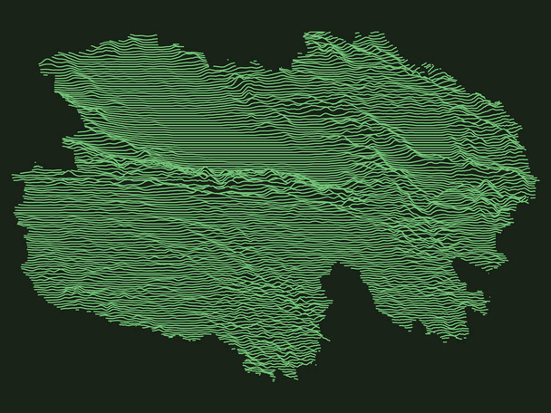Zöld taktikai katonai stílus 3D topográfiai térkép a kínai tartomány Qinghai - Vektor, kép