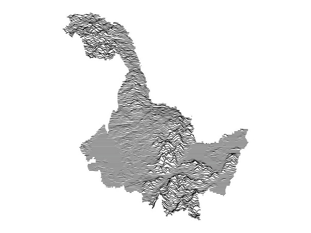 Gris topográfico 3D mapa de la provincia china de Heilongjiang - Vector, Imagen