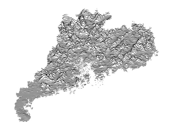 Сіра топографічна карта 3d китайської провінції Гуандун. - Вектор, зображення