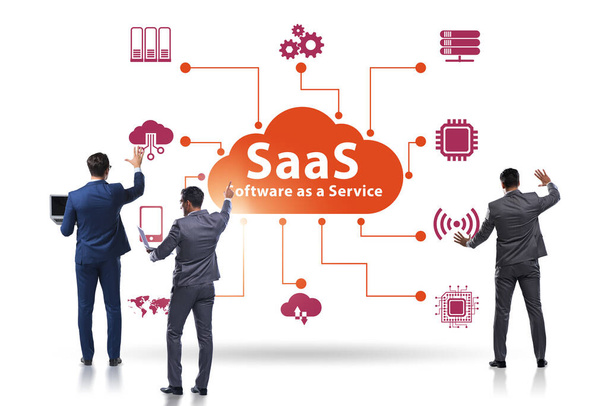 Software como um serviço - conceito SaaS com homem de negócios - Foto, Imagem