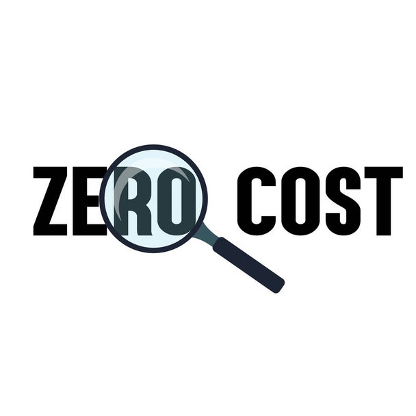 Una imagen de una lupa y la palabra costo cero - Foto, Imagen