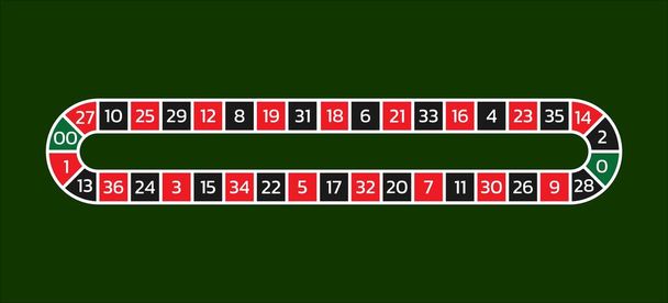 American roulette track for call bets. Online casino. Vector illustration isolated on green background. - Vector, Image