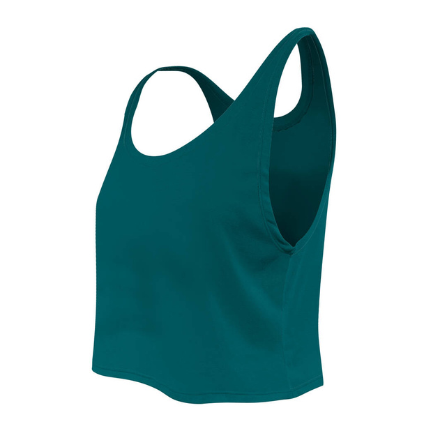 Don't waste your time and money just to make a realistic mock-up. Use this Side View Women's Short Tank Top Mockup In Green Eden Color. It is super easy to use. - Photo, Image