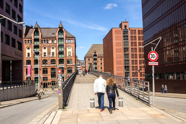 Famoso distrito de armazém Speicherstadt em Hamburgo dentro do bairro HafenCity, Alemanha. Hamburgo - Foto, Imagem