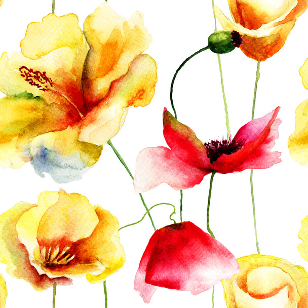 Colorful seamless pattern with flowers - Foto, Imagen
